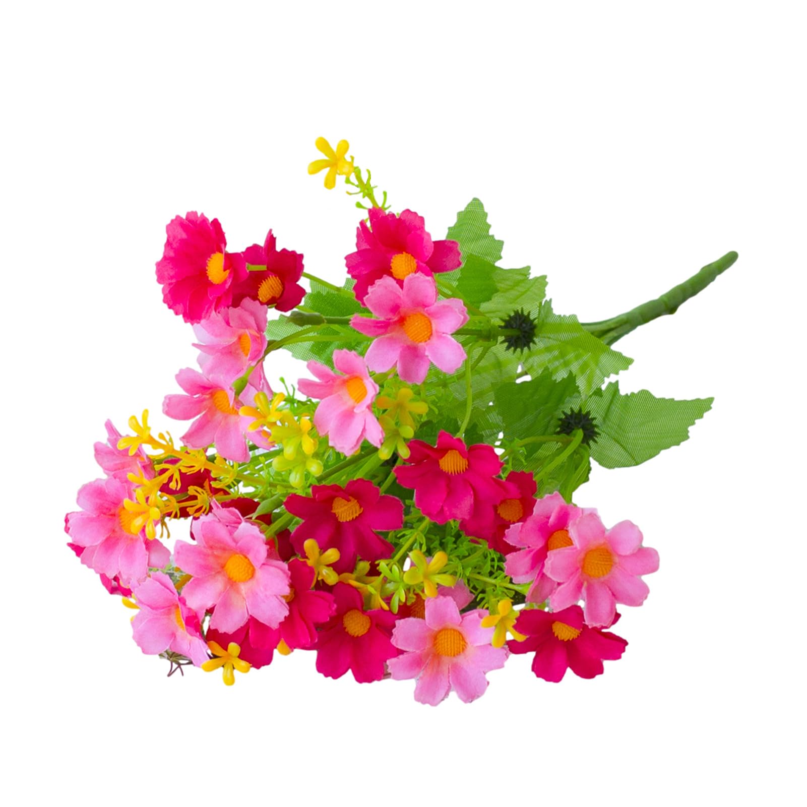 Worparsen Rose Red 28 Head Artificial Silk Daisy Flowers,10 Colors Fake Flowers For Outdoor And Indoor, Decorative Artificial Flowers In Vase, Faux Plastic Uv Resistant Flowers For Graves And Garden (Rose Red)