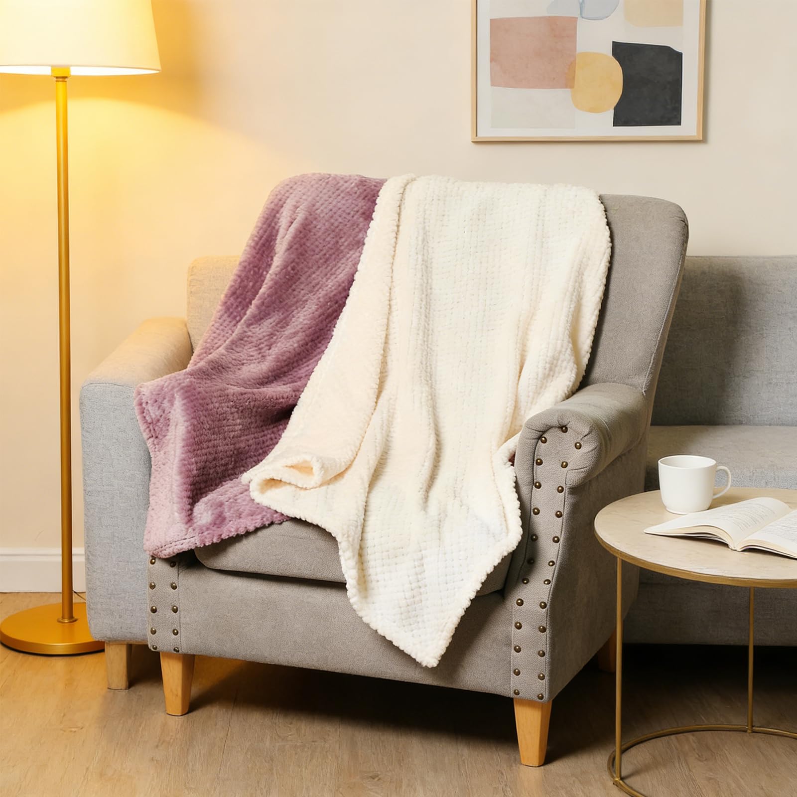 LYCN 6 coperte per neonati, 102 x 76 cm, in morbido pile a nido d'ape, soffici e calde, per bambini, neonati, ragazzi e ragazze (6 colori)