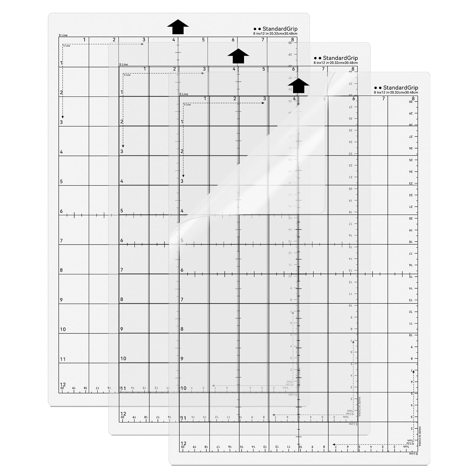 Prime Vinyl Alfombrilla de corte para Silhouette Portrait de repuesto, 3 unidades de 30,5 x 20,3 cm, cuadrícula autoadhesiva, juego de alfombrillas de corte