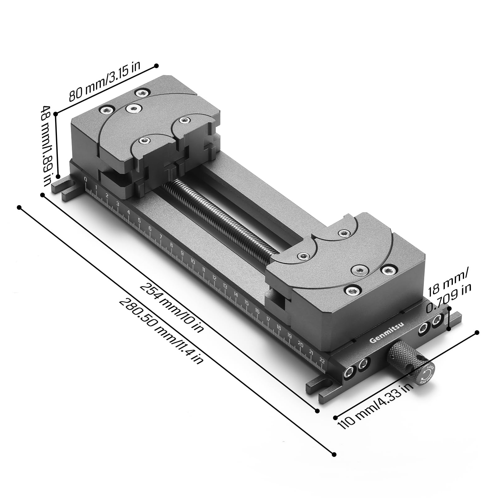 Genmitsu Fractal Schraubstock mit 100° verstellbarer Backe für unregelmäßige Formen, 120 mm Spannbereich, doppelte Fixierung für Genmitsu und andere CNC-Maschinenmarken