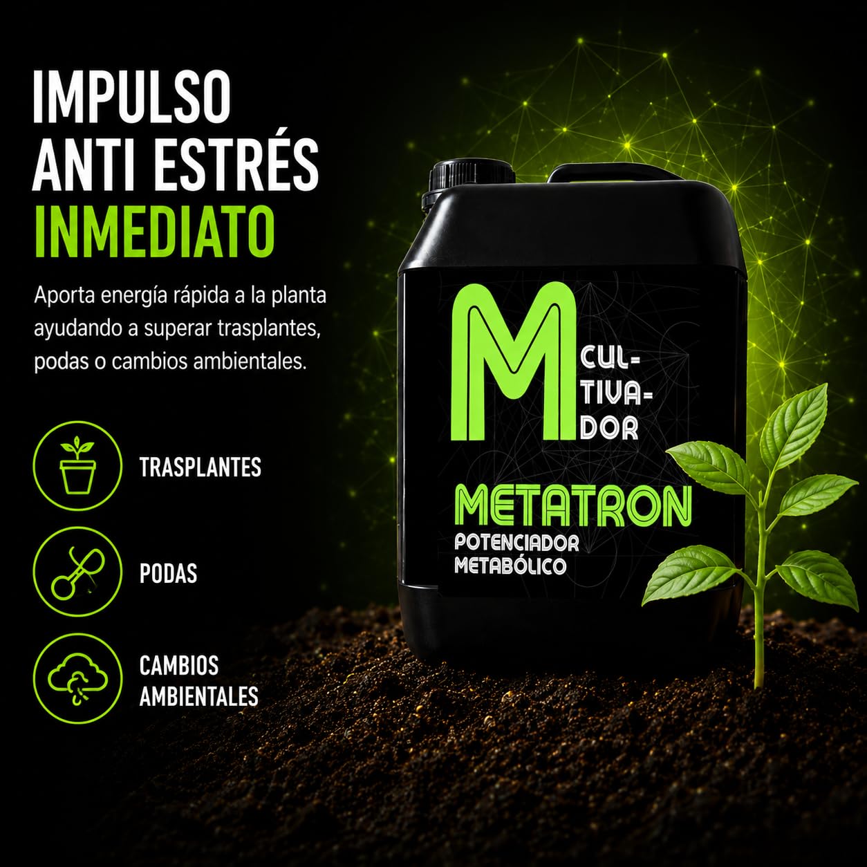 METATRON 5 L – Bioestimulante Aminoácidos Anti Estrés Energía Plantas Fertilizante Líquido Cultivo Interior Exterior - Anarkia81