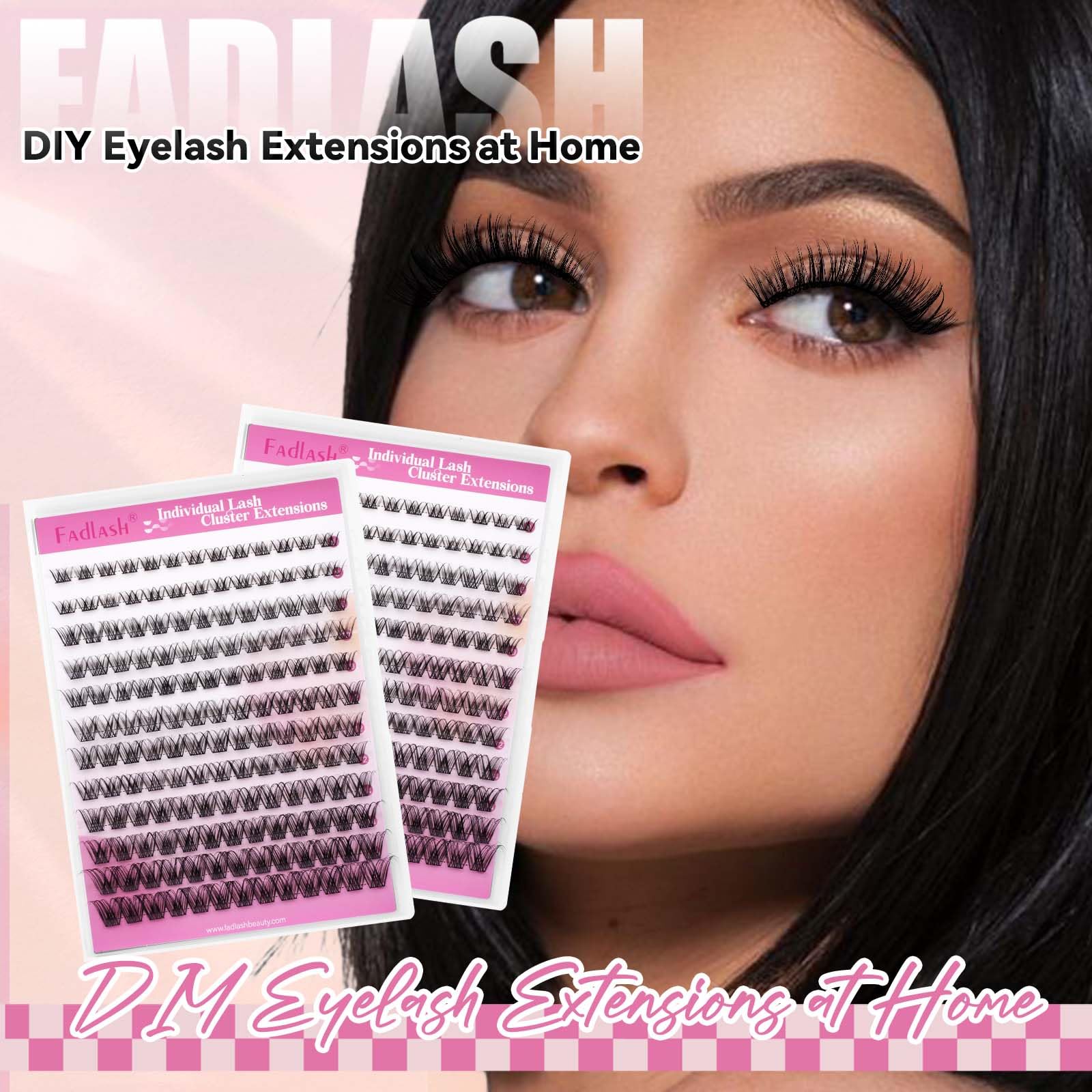 FADLASH Faux Cils FADLASH Cluster Individuel Cils a Cils 144pcs 0.07D 8-16mm DIY Réutilisable Extension Cils Bouquet(F5)