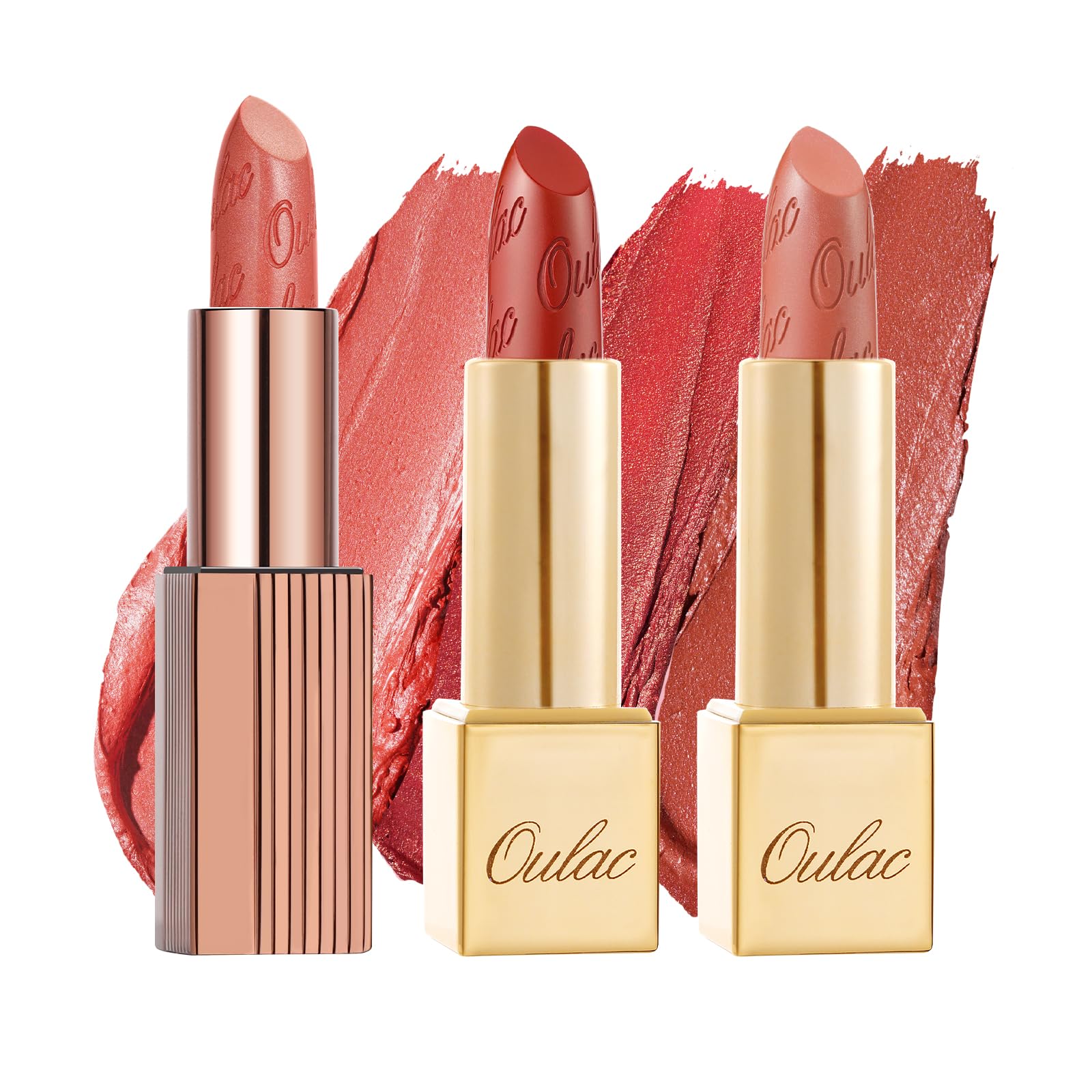 OULAC Lippenstift Mit Glitzer Feuchtigkeitsspendende und Wasserdicht Kein Körniges Gefühl Langanhaltender Creme Lippenstift, 4,3g