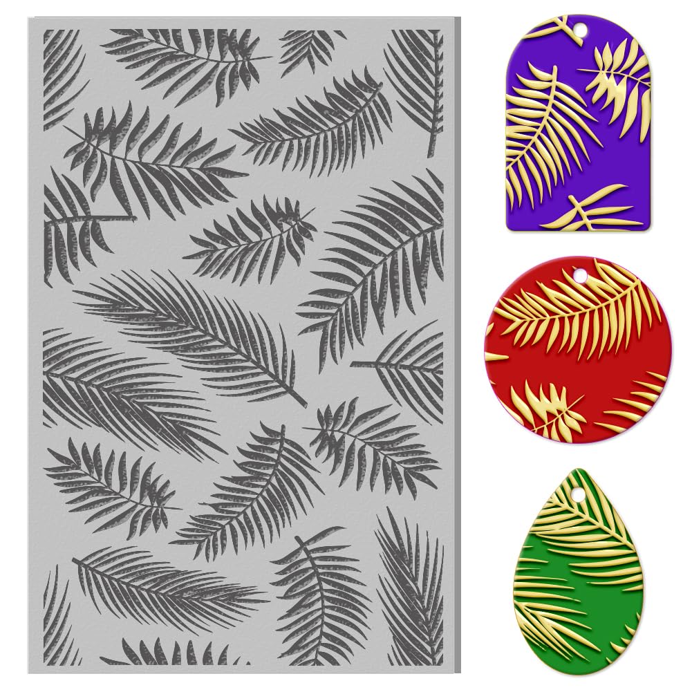 CHGCRAFT Palm Leaves Polymer Clay Texture Sheets Plants Clay Texture Mat Rubber Polymer Clay Texture Tools for Creating Patterns and Designs are Suitable for Most Handicraft Creations