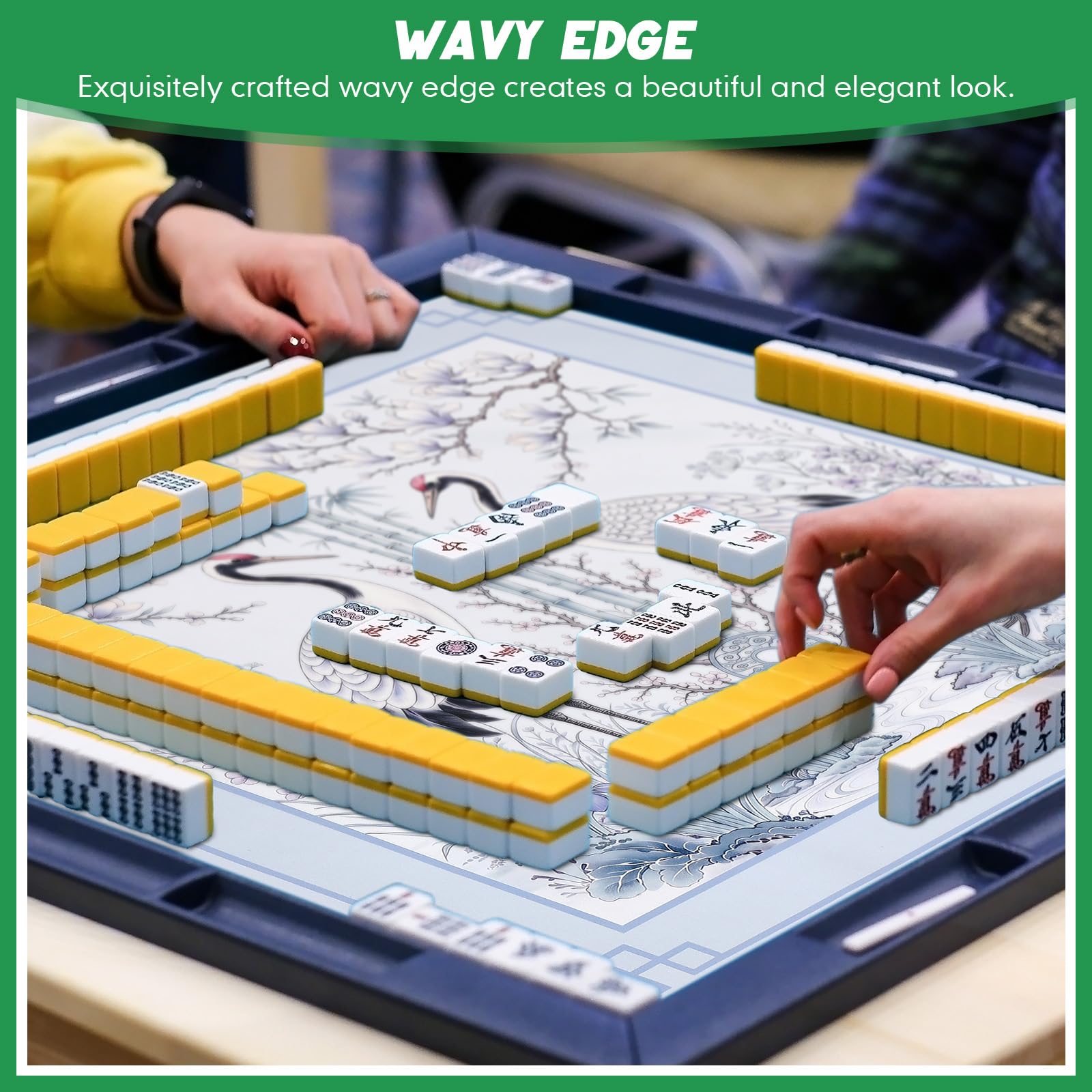 Dunzy 33 '' x 33 '' Mahjong Mat con borsa, blu, gru coronata rossa