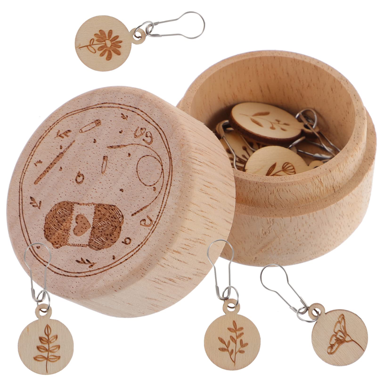 SEWACC 5juegos Marcadores De Tejer De Madera De Caja Perfectos Para Ganchillo y Manualidades