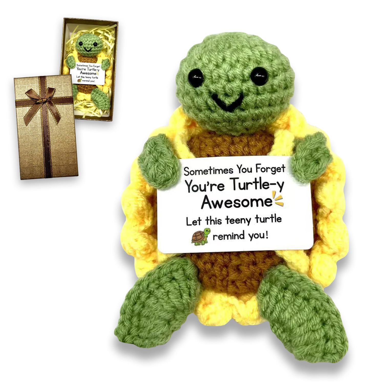 DaringAs Emotional Support Crochet Positive Crochet Animals Turtle – Pocket Hug Gift, Good Luck Gifts, Crochet Gifts, Encouragement Thinking of You Cheer Up Gifts for Women — image 1