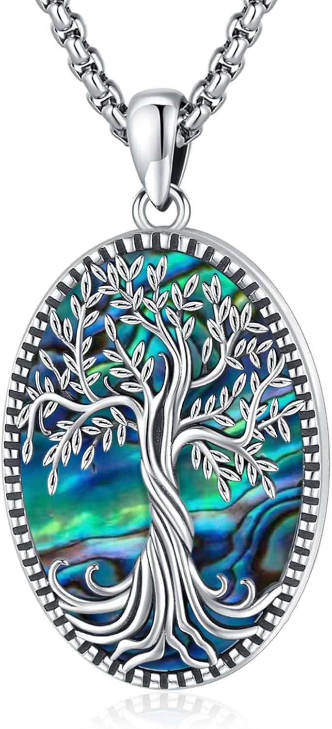 Eusense 925 Sterling Silver Abalone Pendant Necklace for Women Men - Urn Locket Cremation Jewelry That Holds Pictures
