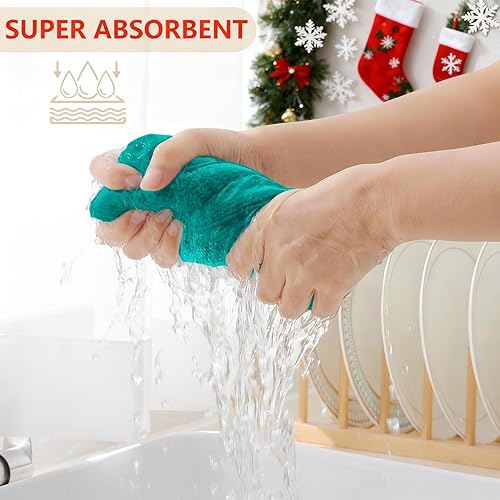 Miniatura 326 de Homaxy Trapos de cocina de 100% algodón, tejido de punto gofre, ultrasuaves, absorbentes y de secado rápido, 12 x 12 pulgadas, paquete de 6, arándano