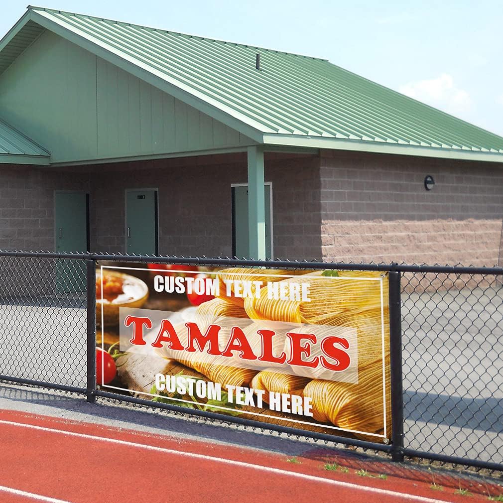 Custom Vinyl Banner Multiple Sizes Tamales #1 Outdoor Advertising Printing Concessions Outdoor Weatherproof Industrial Yard Signs 4 Grommets Personalized Text Here 24x36Inches
