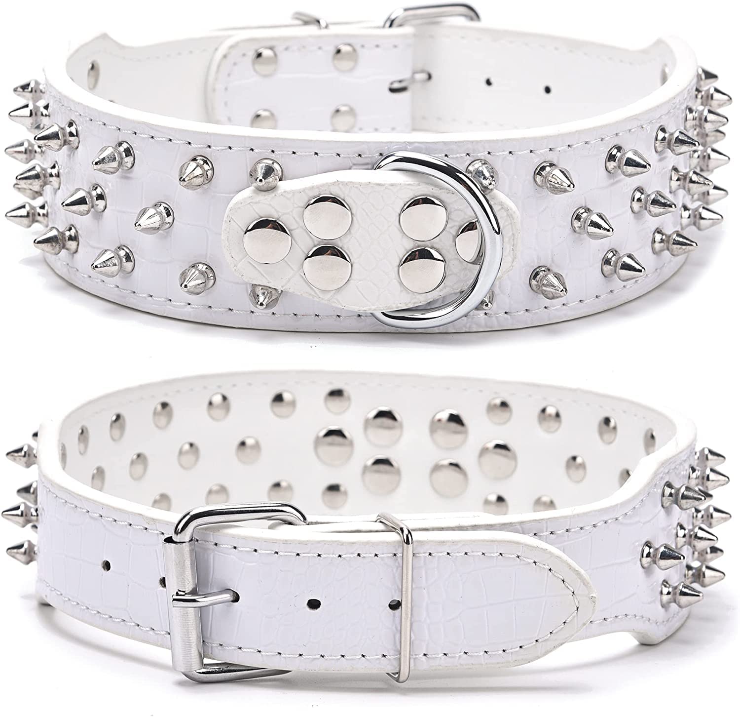 Collier chien en cuir PU de protection clouté pour balades en toute sécurité