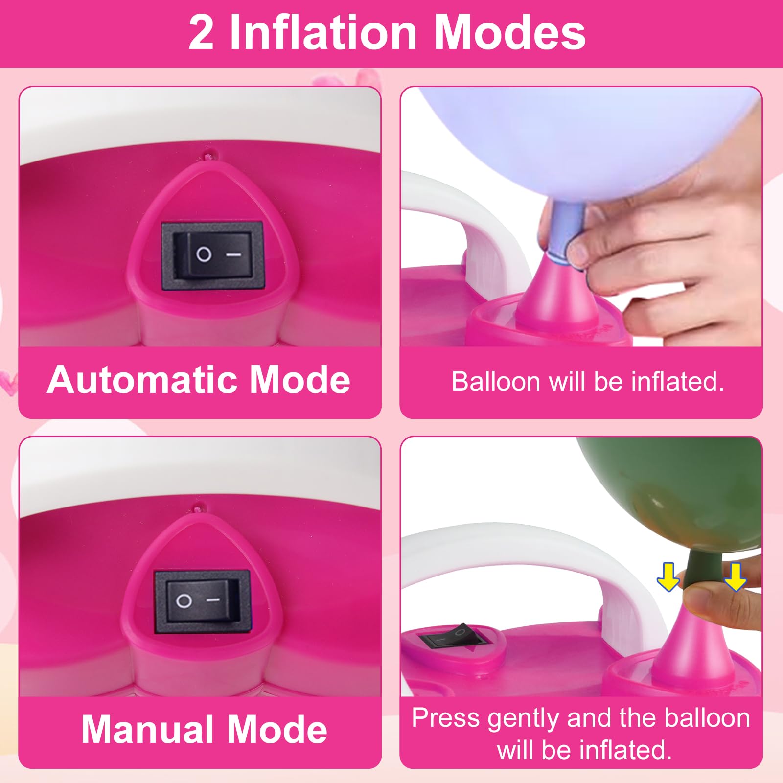 HUIYOPU Pompa per Pallone Elettrica, Pallone Gonfiatore Portatile a Doppio Ugello per Festa di Nozze Celebrazione Compleanno Decorazione