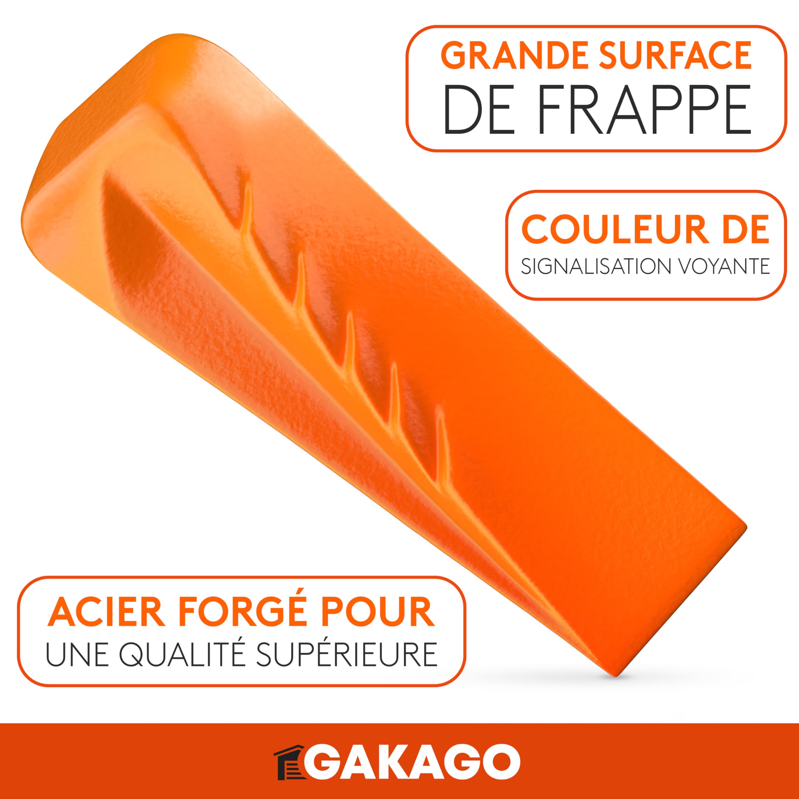 Gakago Coin à fendre pour Le Bois - Coin à fendre Rotatif Puissant avec Un Fort Effet de fendage - Coin à fendre forgé en Acier Massif de Couleur de signalisation et Surface de Frappe Large