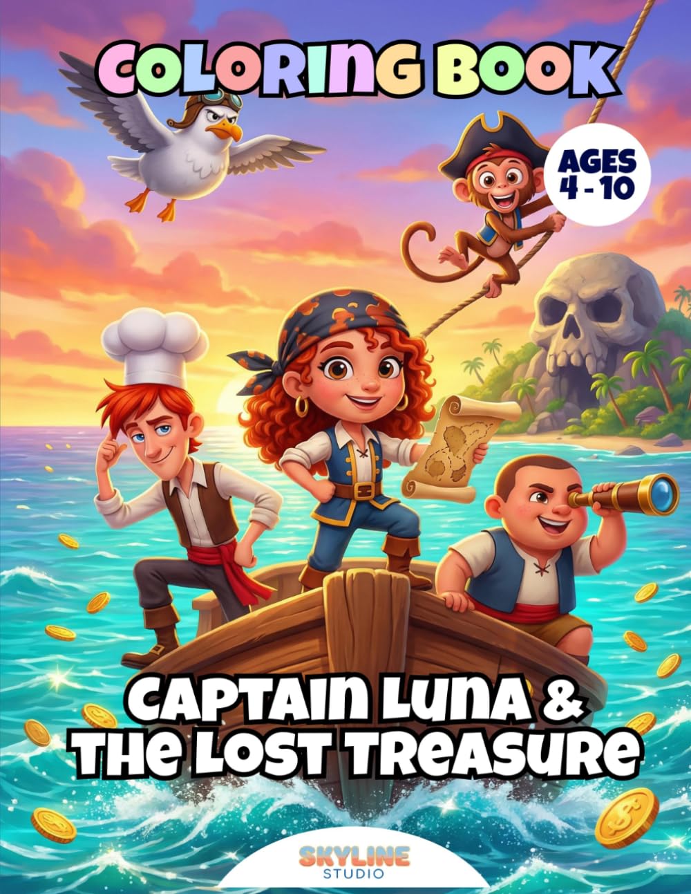Captain Luna & the Lost Treasure: A Pirate Coloring Adventure for Kids