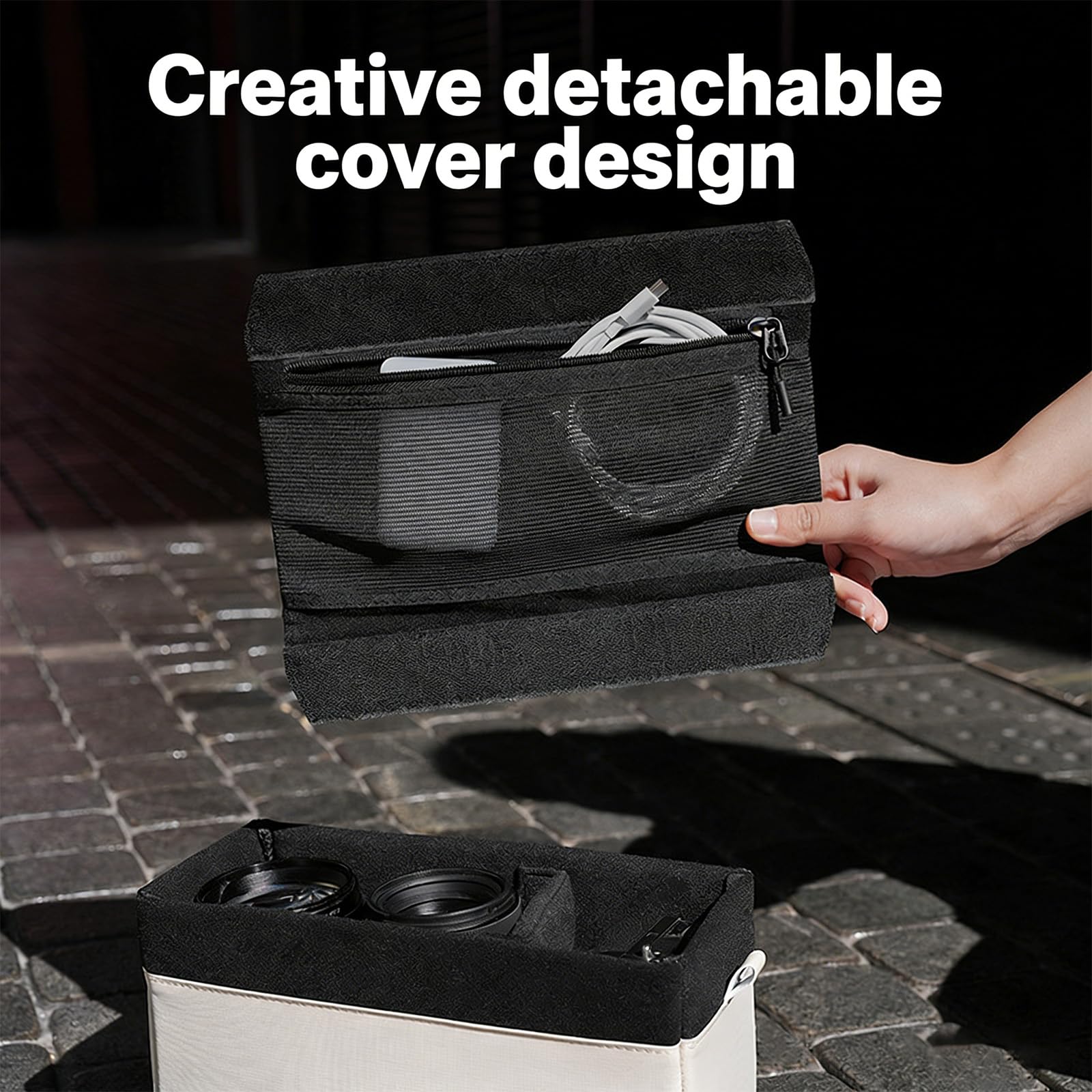 Bolsa de almacenamiento para cámara con compartimentos ajustables para una fácil organización de lentes y dispositivos, bolsa extraíble para cámara, albaricoque, L, Funda protectora para cámara
