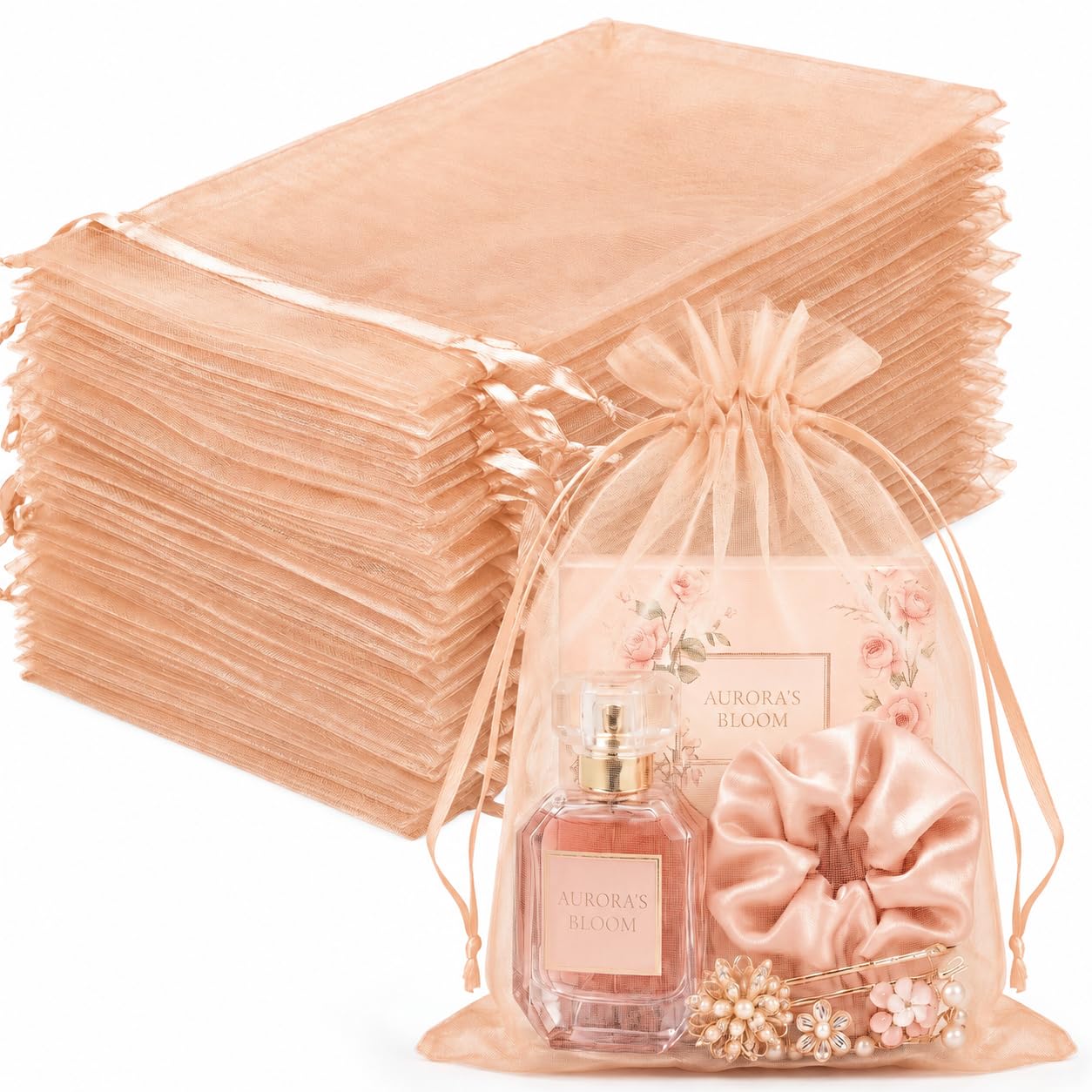 White Organza Bags - 100 Pcs Gift Bags -9