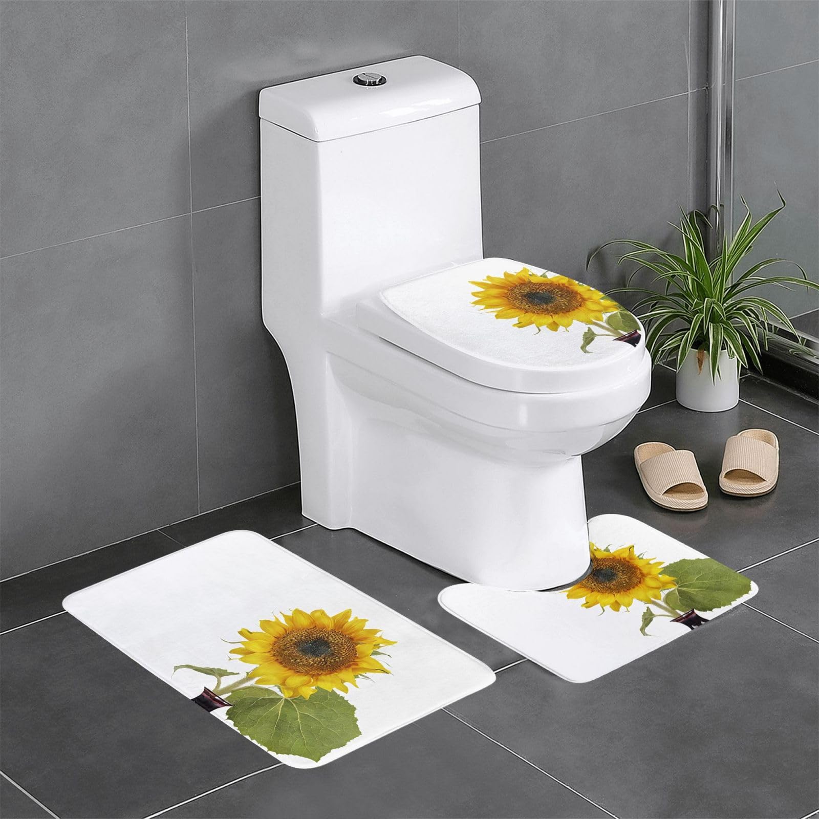 Tapis de salle de bain motif tournesol pour réveiller la décoration de votre sol