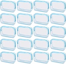 Tbestmax 40 Pack Clear Cosmetic Bags Makeup Bags Portable Waterproof Travel Toiletry Bags Organizer Blue, 7.5"x 4.8"x 2.3"
