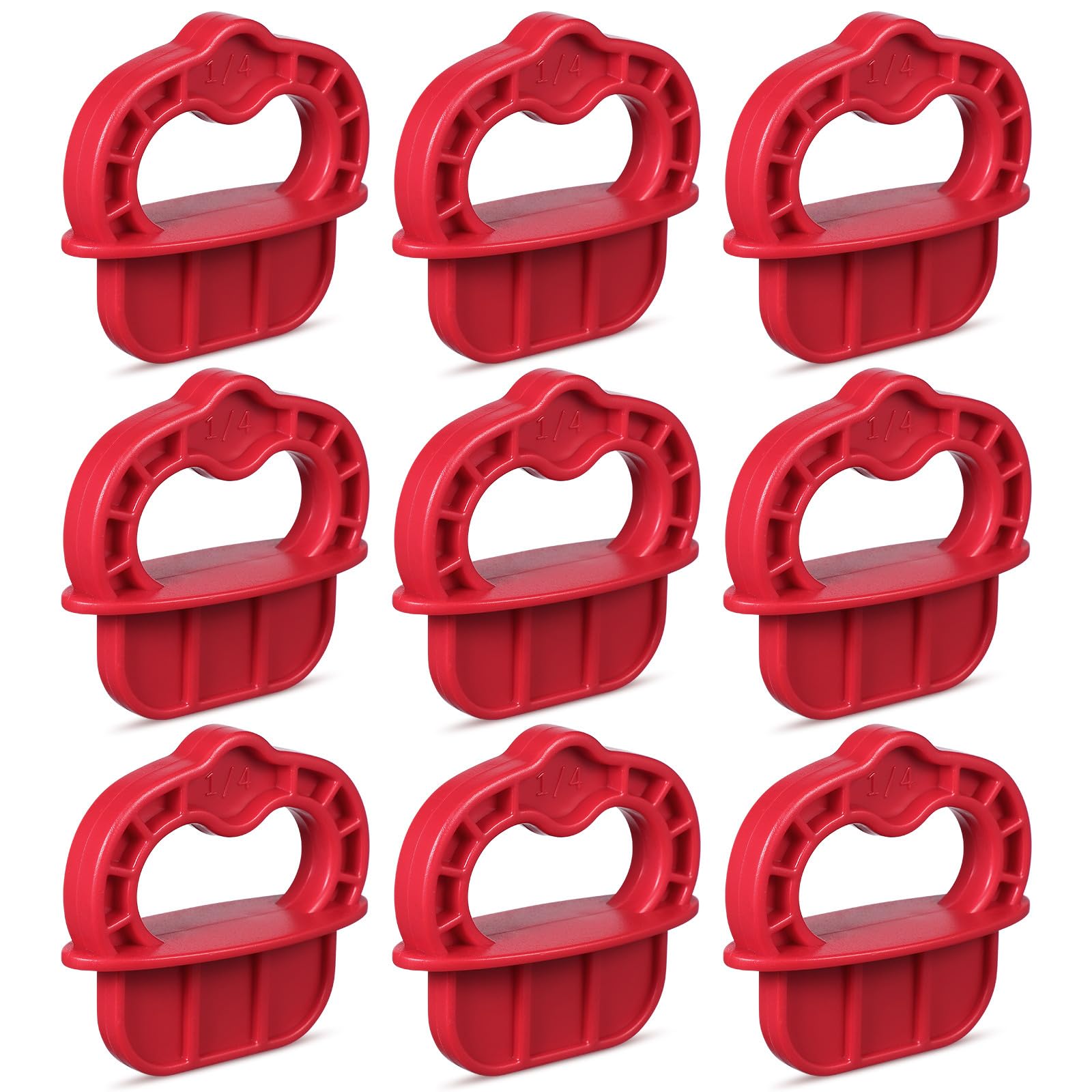 Anillos espaciadores rojos para instalar lamas de deck en patios exteriores