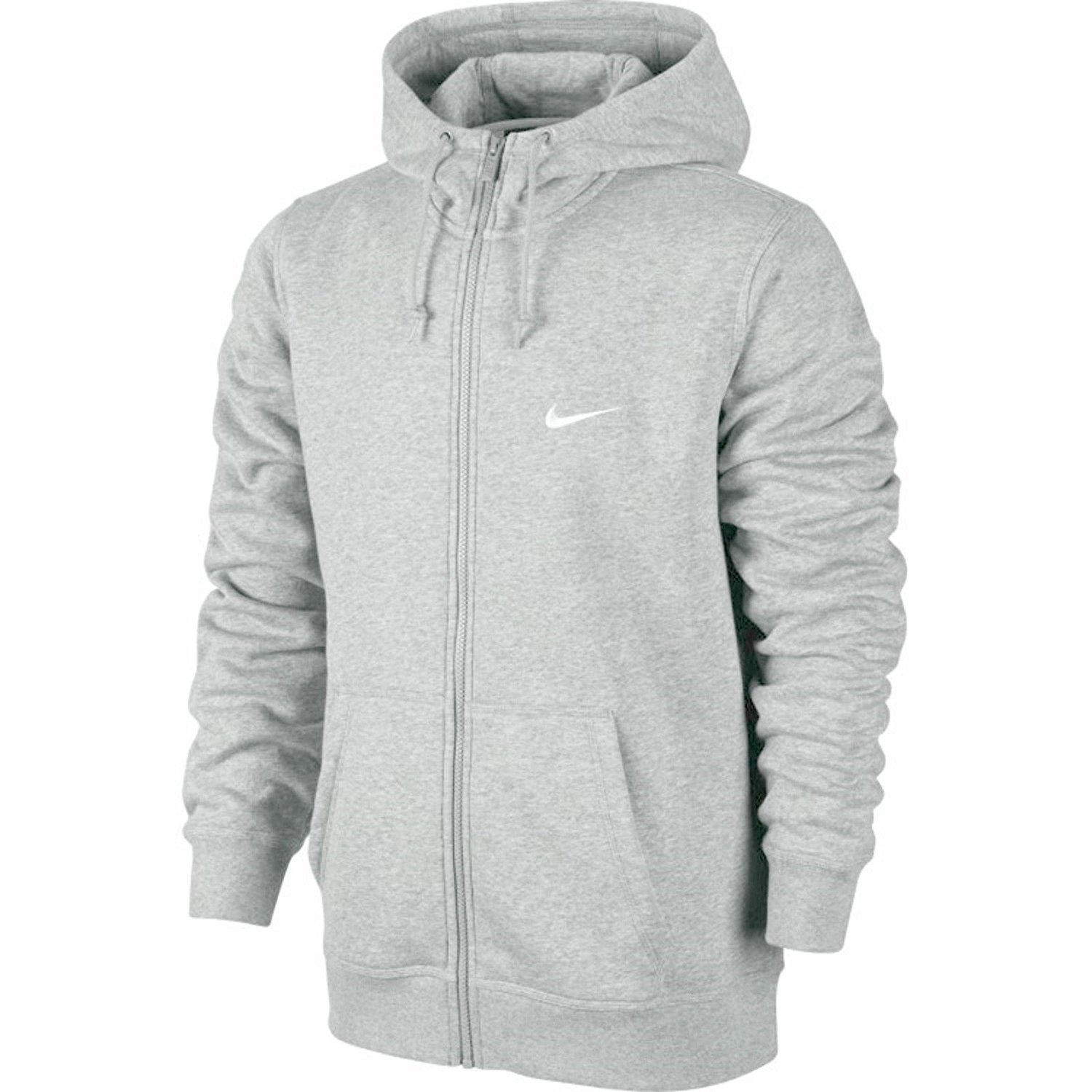 NIKE Mens Club Full Zip Hoodie (Small), Grey and White, S