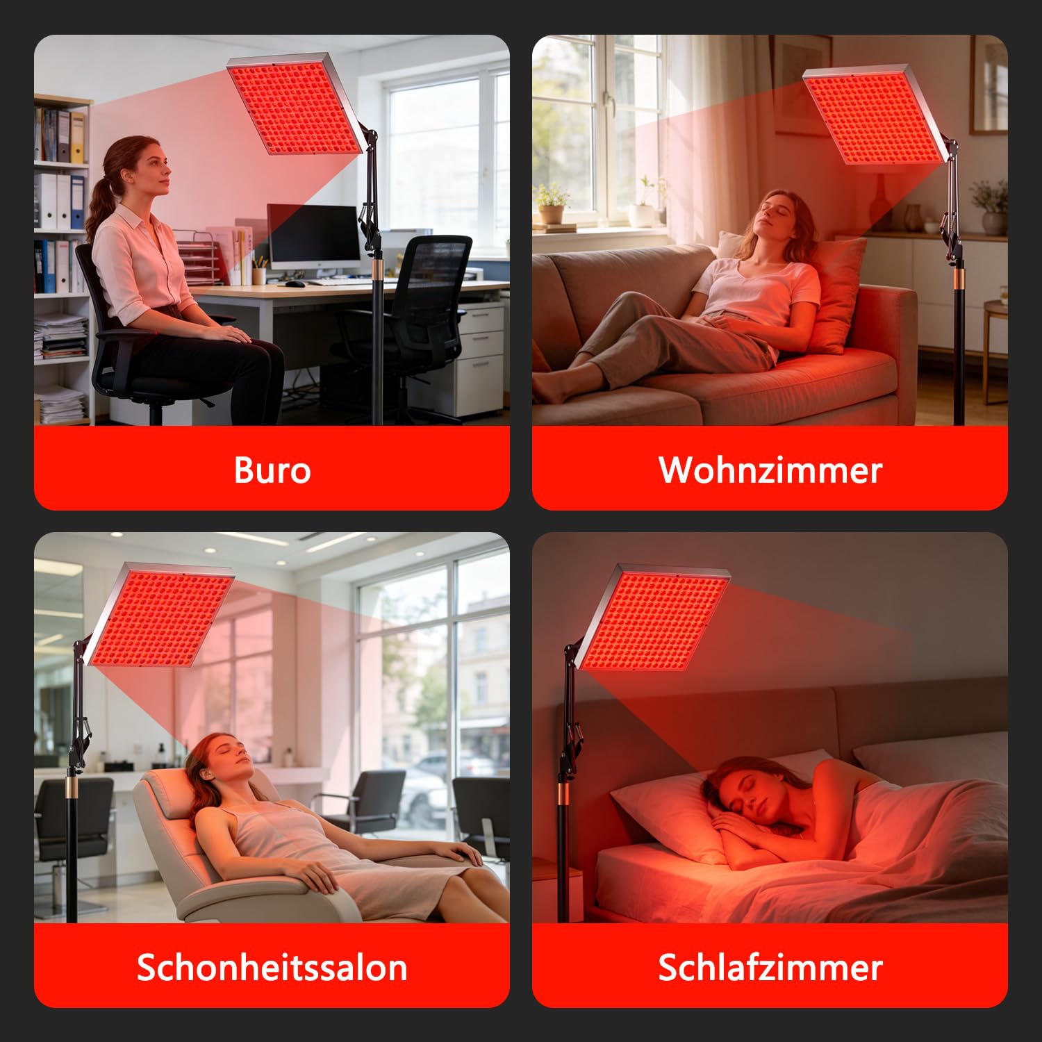 Lámpara de luz roja, lámpara infrarroja corporal y facial 225 LED, lámpara de terapia de luz roja, lámpara de panel de infrarrojos de 660 nm y 850 nm, dispositivo de relajación de terapia de luz roja