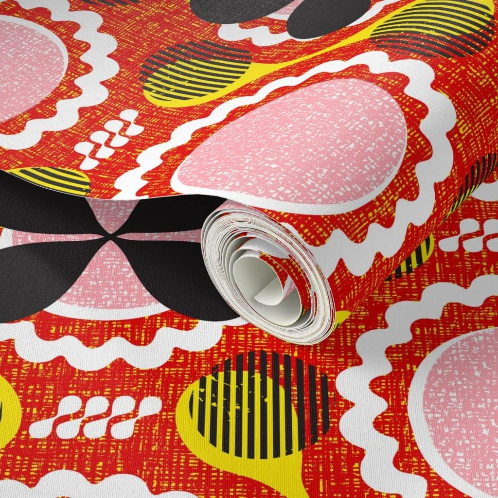 Peel & Stick Wallpaper 3ft x 2ft - Africa Inspired Print Dots Art Afrocentric Colorful Graphic Bold Boho Modern Custom Removable Wallpaper by Spoonflower