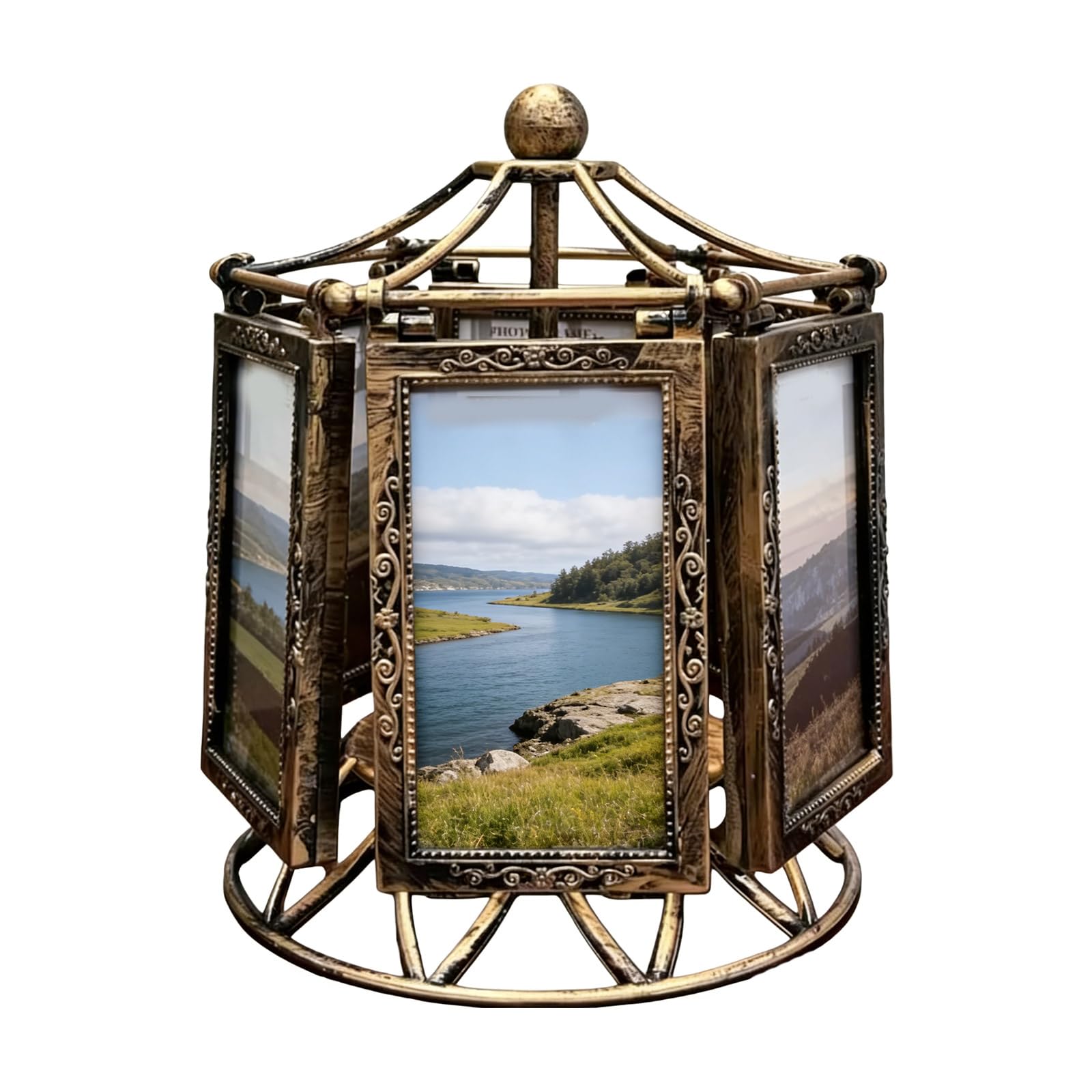 Hrtyvhin Retro Color Rotation Windmills Picture Frame Rotatings Picture Frame Music Box Desktop Photo Display Musical Photo Frames Gift Rotatings Third Wheel