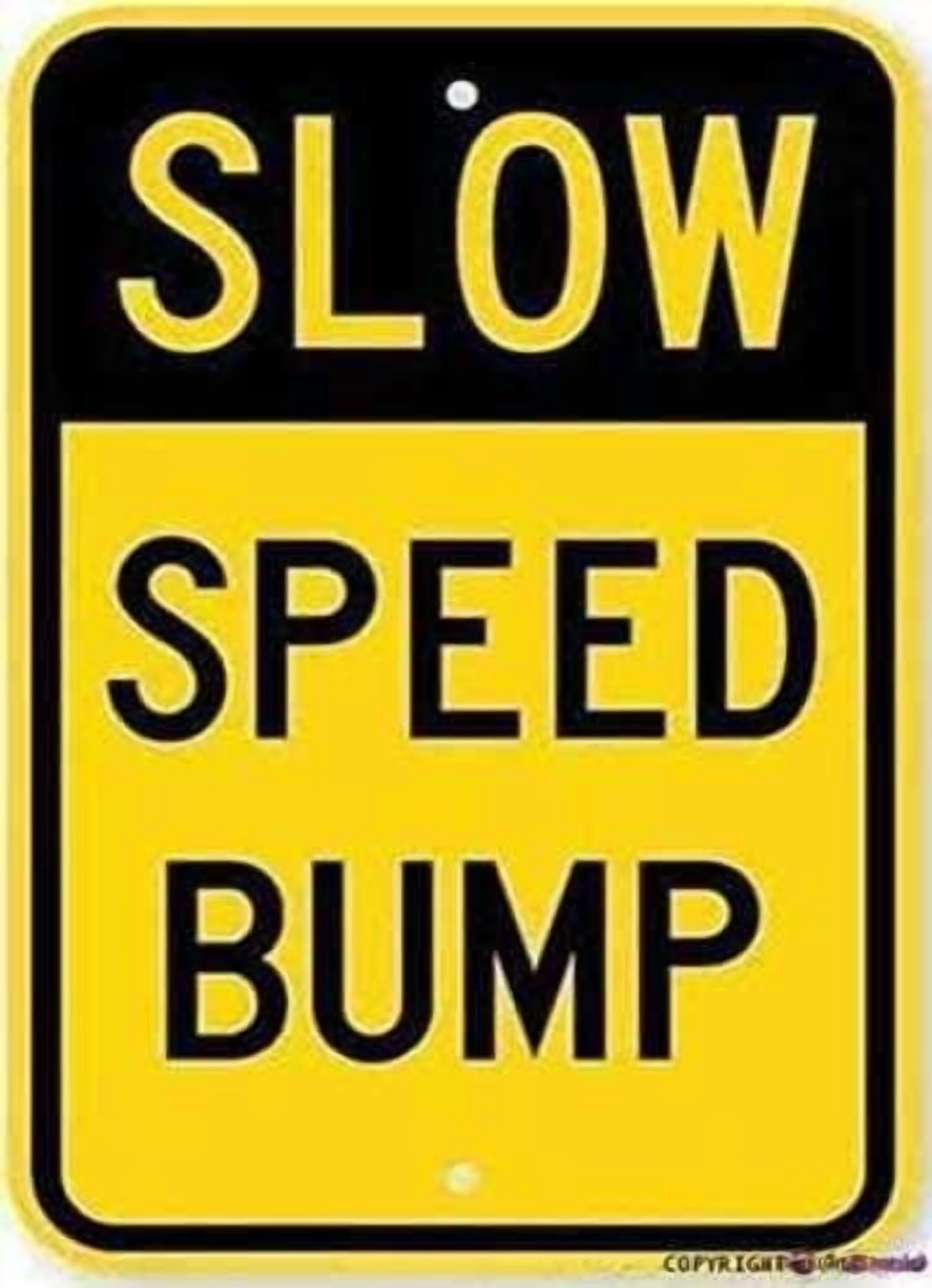 (2-Pack) Warning Metal Tin Signs - Road Slow Speed Bump Non- Reflective Outdoor Industrial Sign 12x8 Inches Warning Signs Prompt Signs