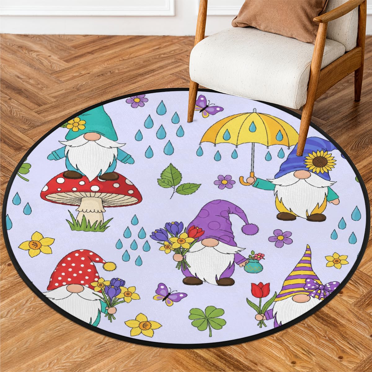 Tapis rond lavable antidérapant contre les taches sous la table