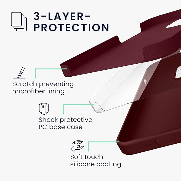 kwmobile Cover per iPhone 16 Pro Custodia - Back Case per Smartphone in Silicone TPU - Protezione Gommata - viola bordeaux - 3