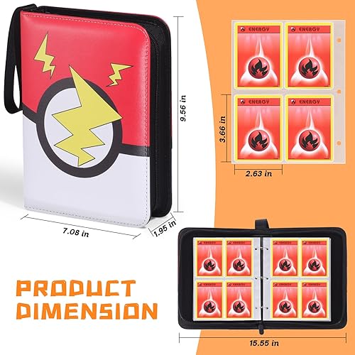 Miniatura 10 de FAMOMI Carpeta de tarjetas de 4 bolsillos, coleccionista de tarjetas coleccionables con 50 fundas extraíbles, 400 bolsillos para tarjetas portátil