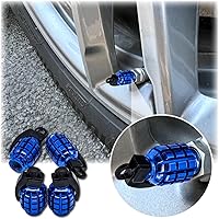 Vista 6 de 6 piezas tapas de vástago de válvula de neumático, tapas de válvula de neumático de acero inoxidable tapas de válvula de rueda para automóviles, Azul