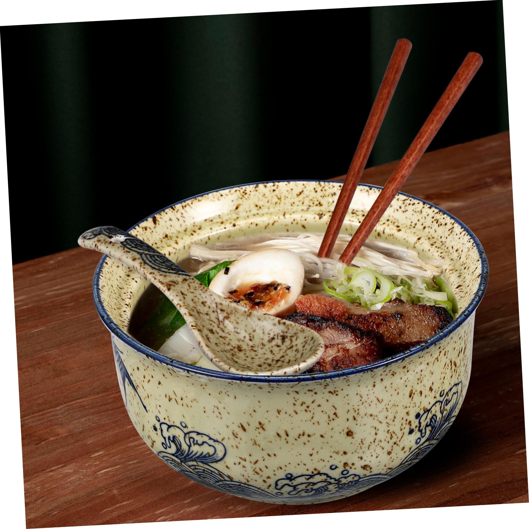 Ramen-schüssel-set aus Keramik mit Deckel Servierschälchen-set für Suppen und Nudeln Inklusive Essstäbchen und Löffel für Verschiedene Gerichte