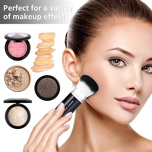 Miniatura 4 de Brush Master Brocha retráctil de maquillaje Kabuki para polvo, rubor, bronceador, corrector, cubierta de cepillo portátil, perfecto para viajes