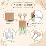 WRINGKIT 20 Pack Car Diffuser Bottles Empty, Essential Oil Diffuser Bottle with Vent Clip, Clear Glass Perfume Bottle, Wooden Cap Aromatherapy Car Air Freshener Diffuser for Auto Fragrance, Cars Decor