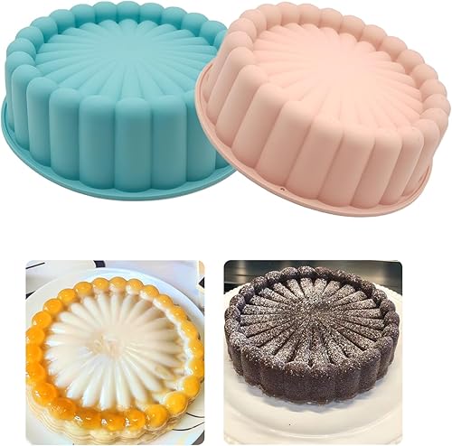 Miniatura 12 de Moldes redondos de silicona para tartas, moldes de silicona de liberación rápida, moldes para tartas en capas, antiadherentes, reutilizables