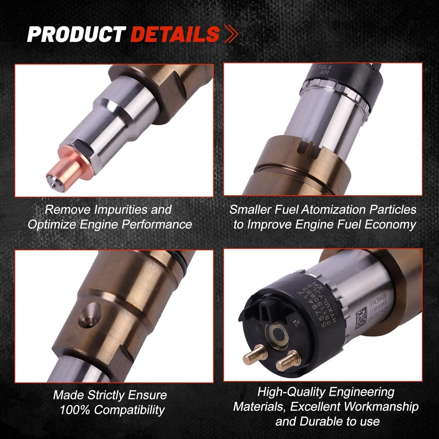 6PCS 5579417PX 5579417RX 5579417 EPA10 Fuel Injector Set for Cummins X15 ISX15 QSX15 CM2250 Diesel Engine Medium Heavy Duty Truck Petroleum Machinery Generator Sets