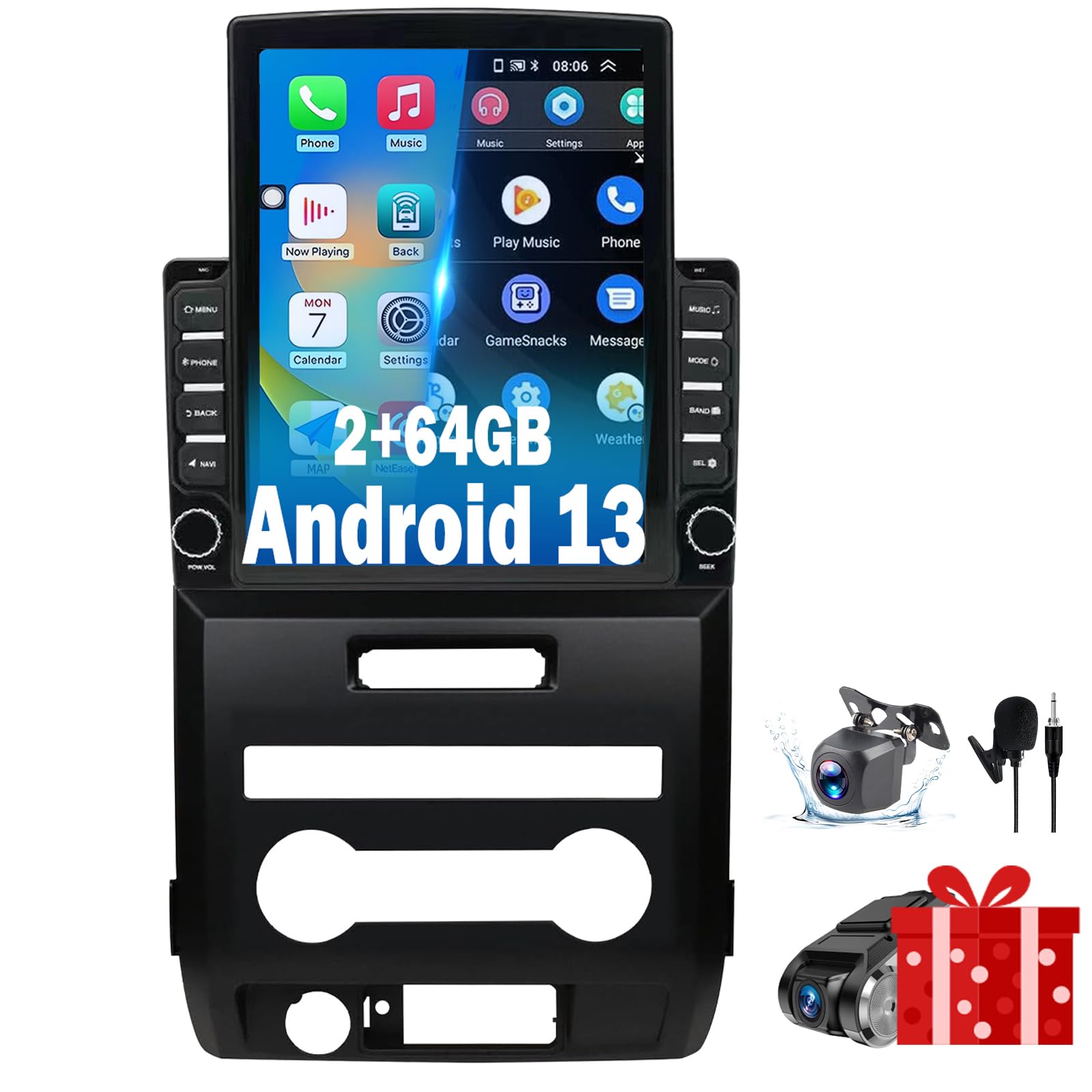 FBINSE Android 13 Car Radio Stereo Replacement Compatible with Ford F150 2009 2010 2011 2012 Manual AC Upgrade, Wireless CarPlay & Android Auto, BT/