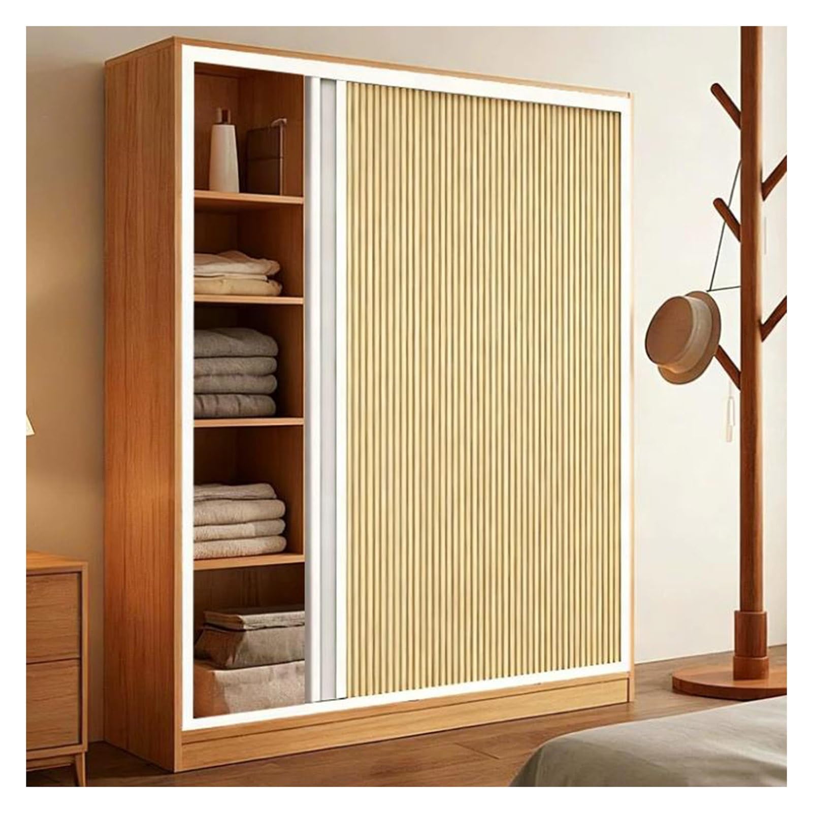 Składane wysuwane drzwi wewnętrzne, bez wiercenia, ścianka działowa oszczędzająca miejsce, łatwa instalacja, nowoczesny design, wszechstronny do domu, biura i nie tylko
