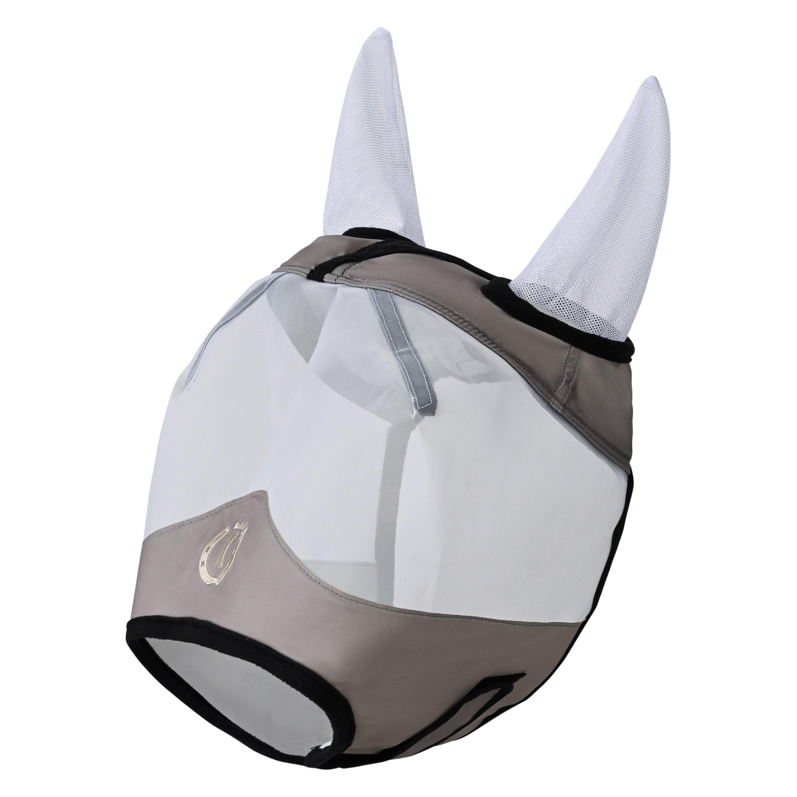 Imperial Riding Fliegenmaske IRH Fly Shield, Fliegenschutzmaske mit UV Mesh und Fleeceeinfassung, Helles Olivgrün mit Ohren, Full