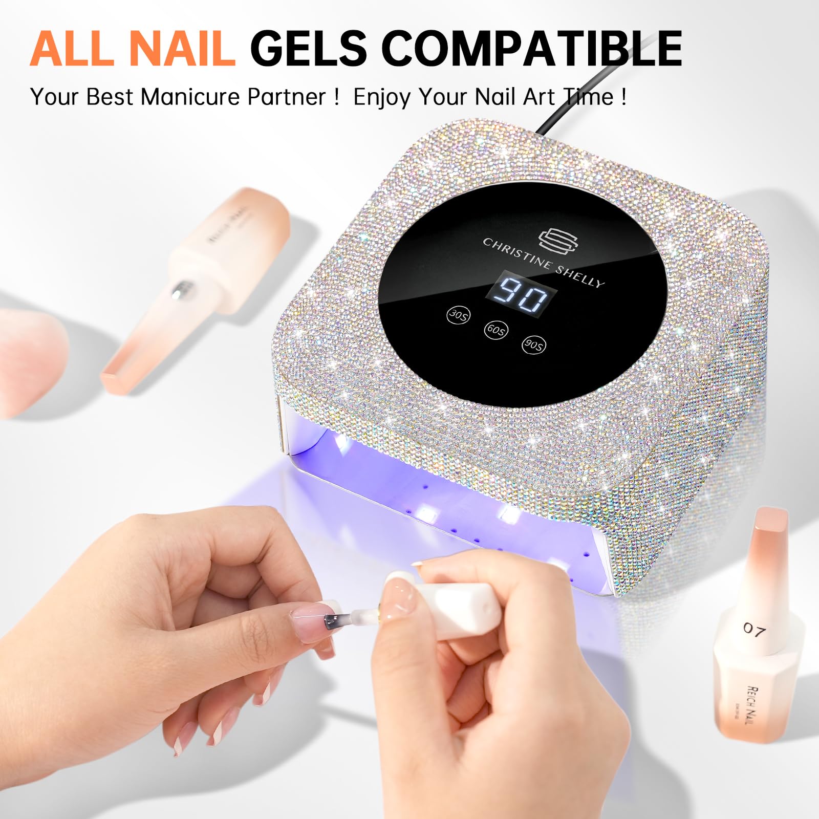 Lámpara Secadora de Uñas, CHRISTINE SHELLY Profesional LED UV Lampara Uñas de Gel, Curado Luz en 3 modos para tiempo 30s, 60s y 90s