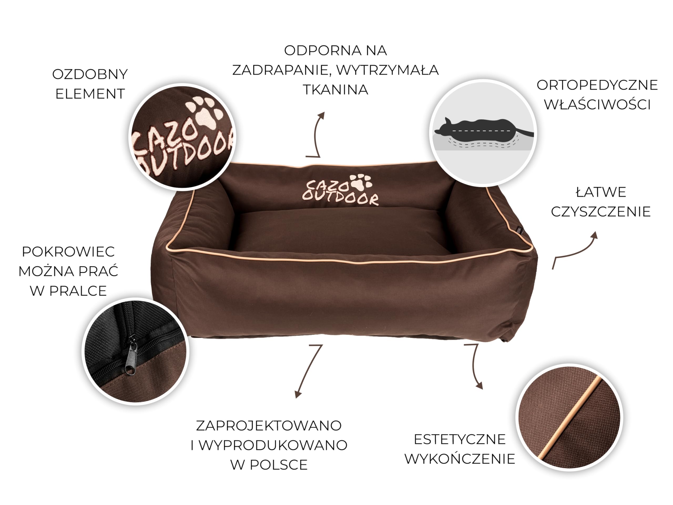 Cama para perros de Cazo Maxy, para exteriores, resistente al agua y a la abrasión, relleno de espuma viscoelástica (120 x 95 x 26 cm), extra grande, color marrón chocolate