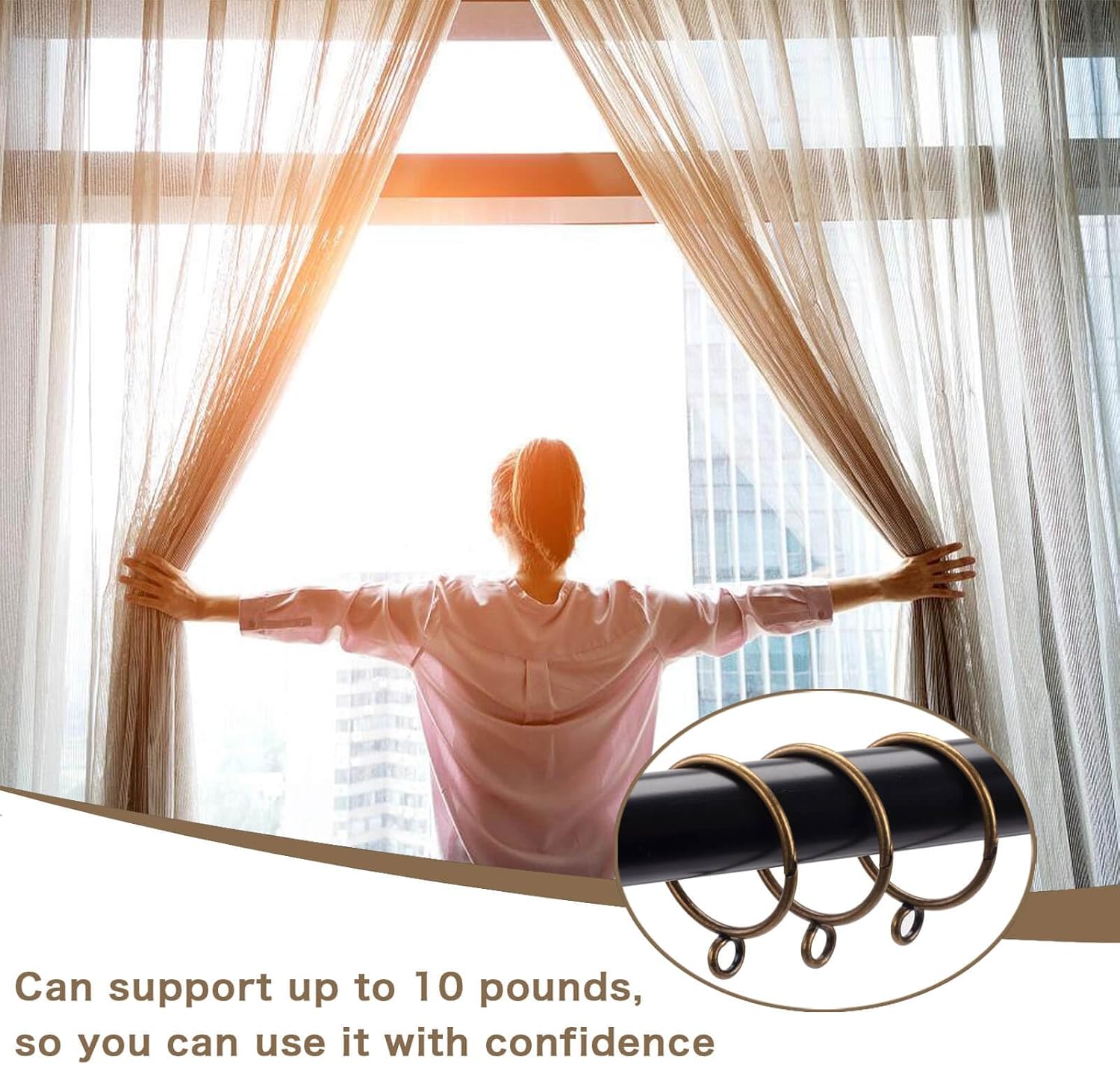 Openable Curtain Rings with Eyelets,3inch Heavy Duty Rustproof Metal Drapery Rings,Shower Curtain Rings 24pcs Bronze Zocang