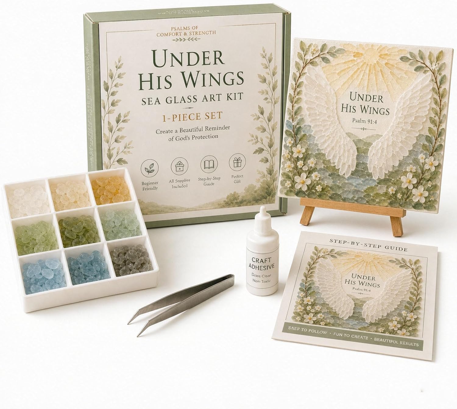 Sea Glass DIY Mosaic Art Kit | Christian Seaglass Art Craft Kits for Adults