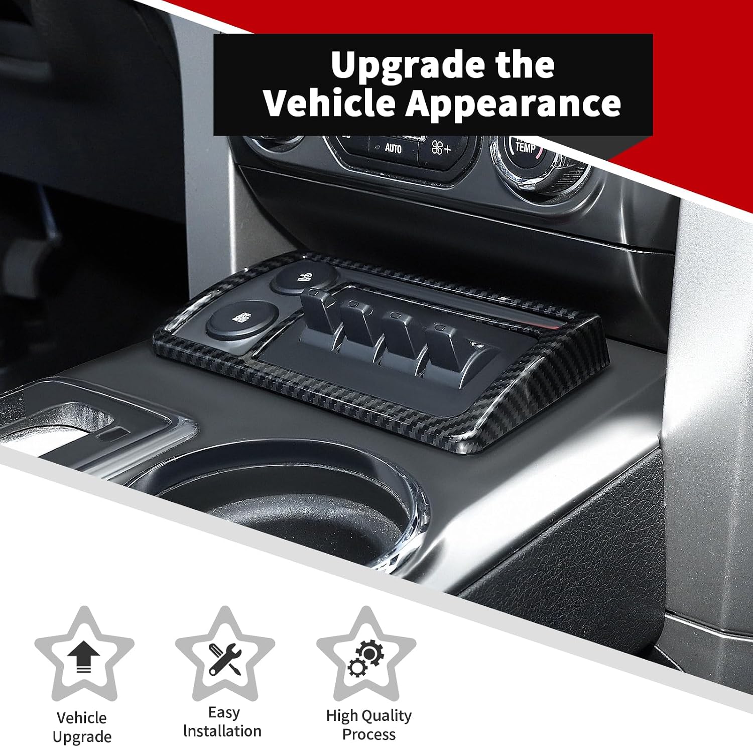 Voodonala for Ford F150 Raptor 2009-2014 Center Console AUX Control Panel Cover Compatible with Ford F150 Raptor 2009-2014(ABS,Carbon Fiber Black)