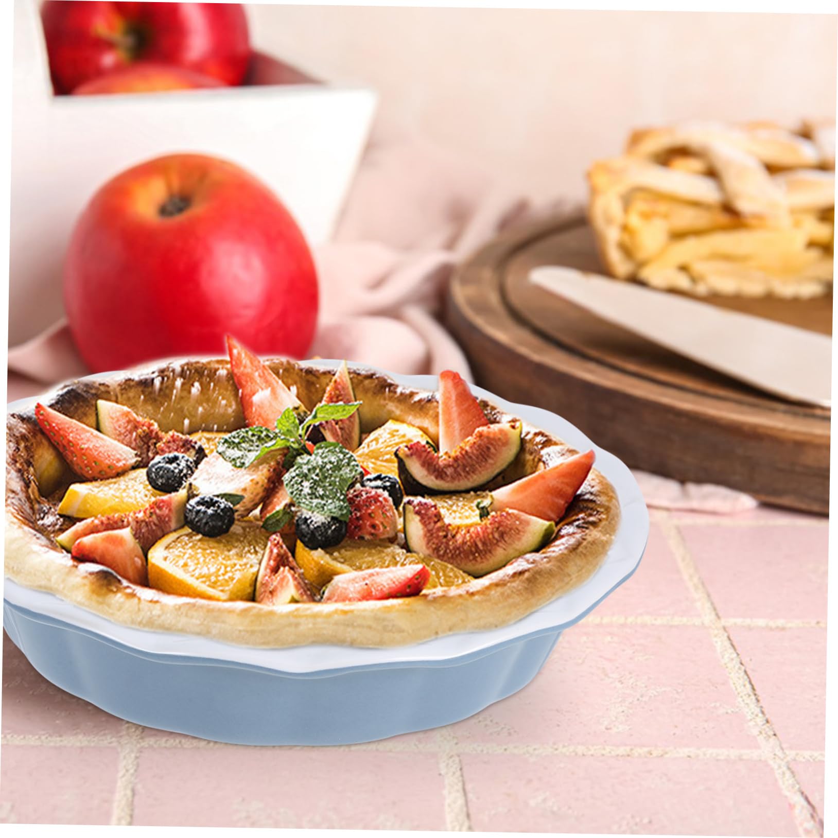 IMIKEYA Runde Keramik Kuchenform zum Backen mit Wellenrand