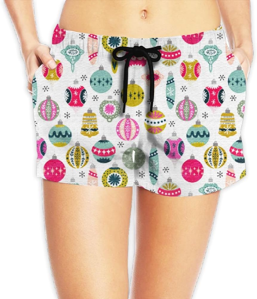HSFJJJ Vintage Christmas Ornaments Cute Retro Ornaments Xmas Holiday Women's Casual Watersports Board Shorts