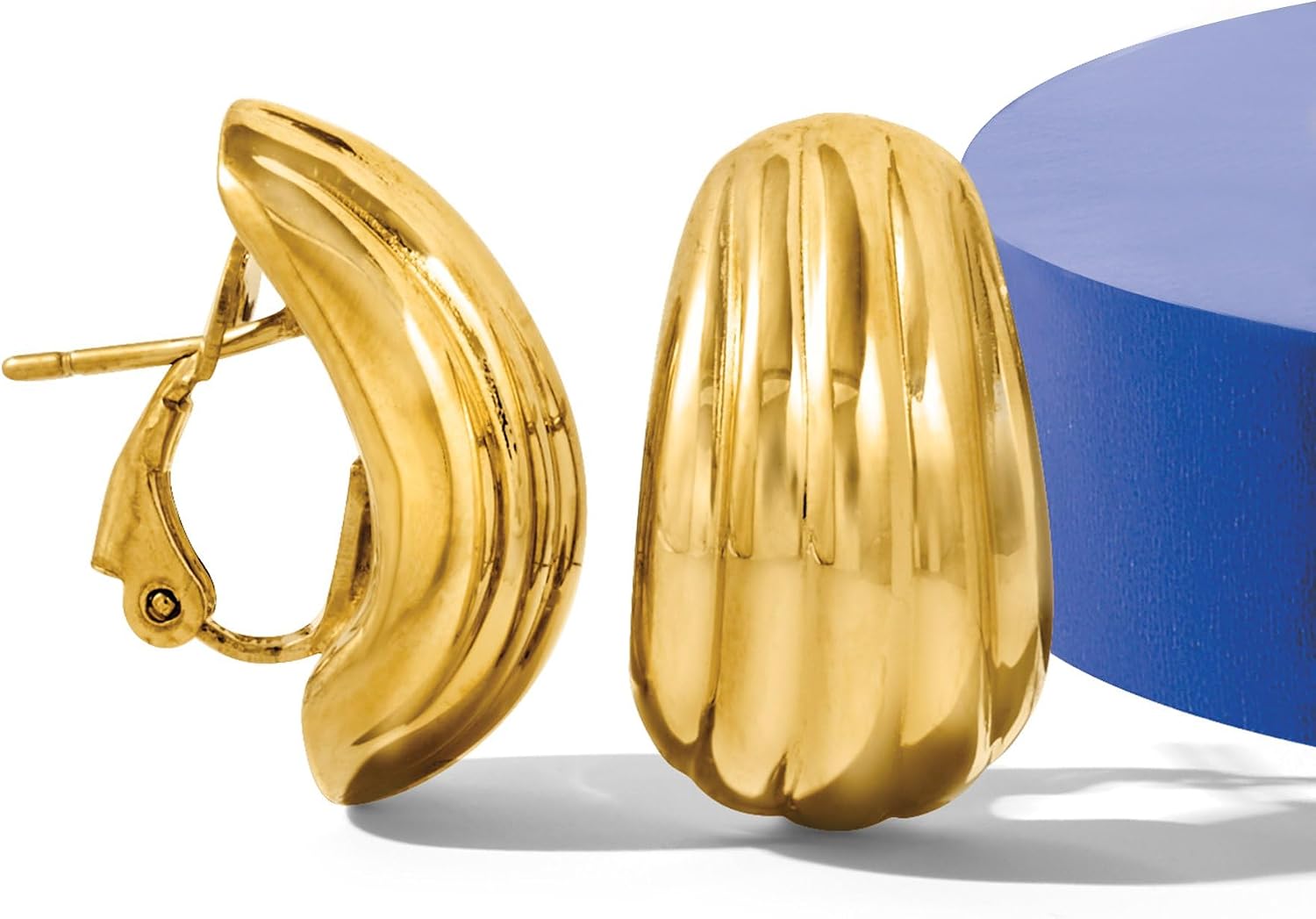 Ross-Simons Italian 18kt Yellow Gold Grooved Earrings