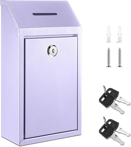 Miniatura 19 de Caja de Donación de Efectivo de Metal Caja de Sugerencias Segura con Candado Buzón Montado en la Pared Contenedor de Boletas de Entrega para Hogar