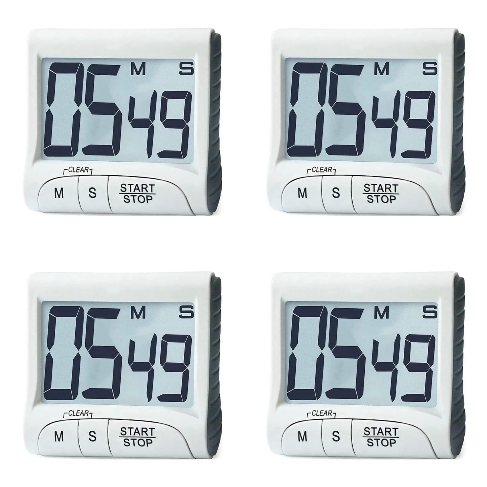 Hndhbfgrt 4X Digital Kitchen Timer&Stopwatch,Bold Digits, Simple Operation, Loud Alarm,Magnetic Kickstand